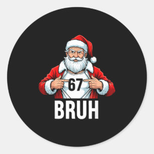 Pegatina Redonda Divertido 67 Seis Siete Bruh Meme Navidad Santa Ho