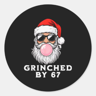 Pegatina Redonda Divertido 67 Seis Siete Navidad Meme Brainrot 67 E