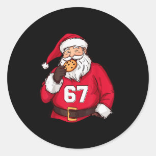 Pegatina Redonda Divertido 6 7 Meme Brainrot Santa Claus Para Niños
