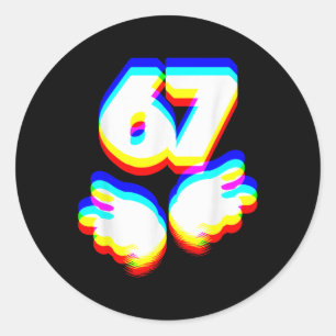 Pegatina Redonda Divertido 6 7 Meme Gen Alpha jerga Seis Siete Edm