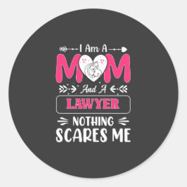 Pegatina Redonda Divertido abogado, mamá, abogado, gracioso