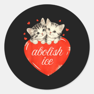 Pegatina Redonda Divertido abolir hielo, lindo gato san valentín mu