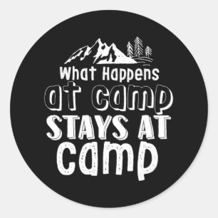 Pegatina Redonda Divertido Acampamiento En El Campamento Se Queda E