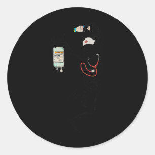 Pegatina Redonda Divertido baile del esqueleto Enfermera de Hallowe