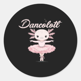 Pegatina Redonda Divertido ballet Dance Mom Dancolotl Axolotl Balle
