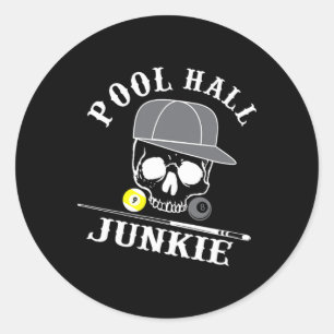 Pegatina Redonda Divertido Billiards Pool Hall Junkie Para Los Juga
