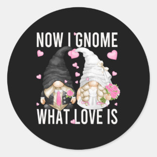 Pegatina Redonda Divertido Boda Gnome Pareja Pun Love Diciendo Por 