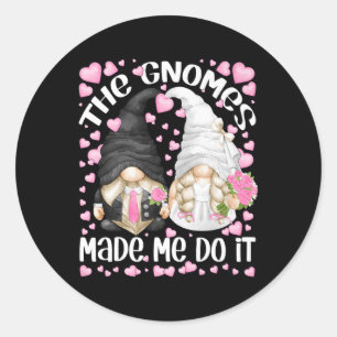 Pegatina Redonda Divertido Boda Novia Y Groom Motif Los Gnomes Mad