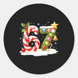 Pegatina Redonda Divertido Bonito Travieso 6 7 Navidad 67 Meme Xmas