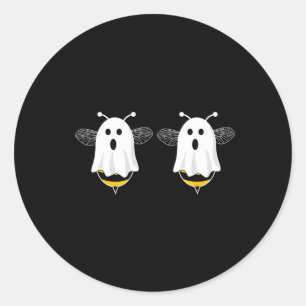 Pegatina Redonda Divertido Boo Abejas Parejas de Halloween Vestido 