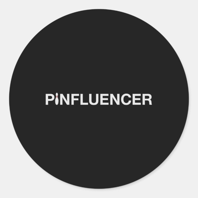 Pegatina Redonda Divertido Bowling Design Pinfluencer para Bowlers (Anverso)