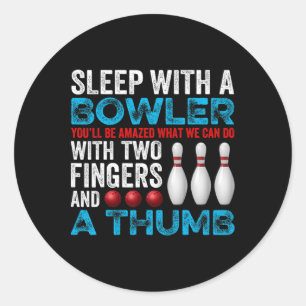 Pegatina Redonda Divertido Bowling Sleep Con Un Deportivo Vintage B