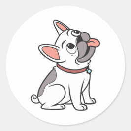 Pegatina Redonda Divertido Bulldog francés único