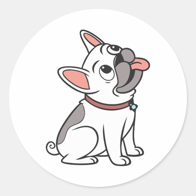 Pegatina Redonda Divertido Bulldog francés único (Anverso)