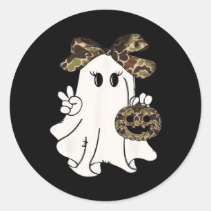 Pegatina Redonda Divertido camuflaje de Halloween Camo Ghost Hello 