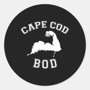 Pegatina Redonda Divertido Cape Cod Bod Machusetts Verano Playa Fit