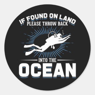 Pegatina Redonda Divertido Chiste de buceo Scuba Buceo