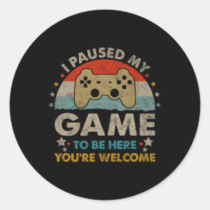Pegatina Redonda Divertido Chiste de humor para videojugadores He P