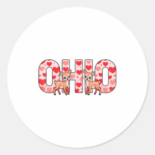 Pegatina Redonda Divertido ciervo de Ohio fiesta del medio oeste O-