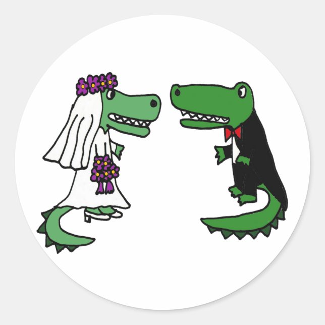 Pegatina Redonda Divertido coligador novia y Personalizado de Groom (Anverso)