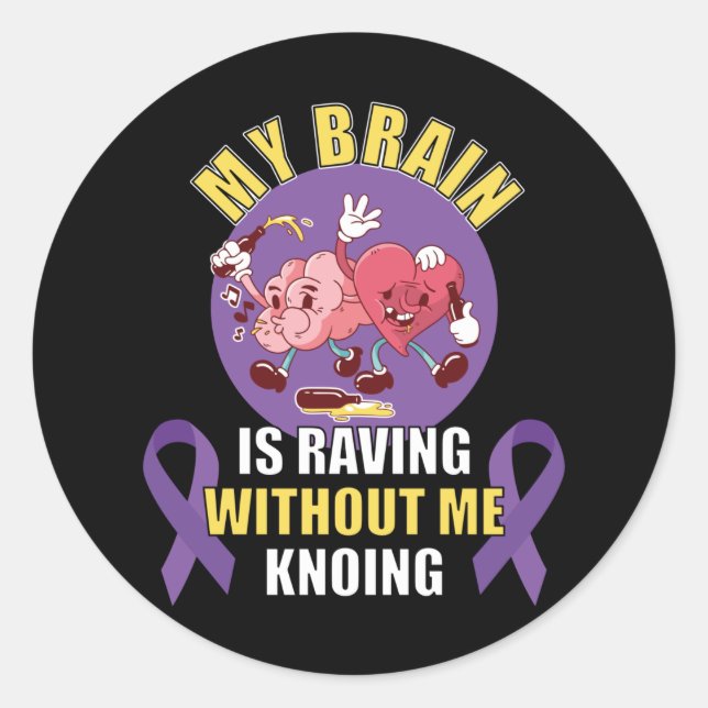 Pegatina Redonda Divertido comentario de Epilepsia (Anverso)