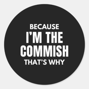 Pegatina Redonda Divertido Comisario De Fantasía De Fútbol Porque Y