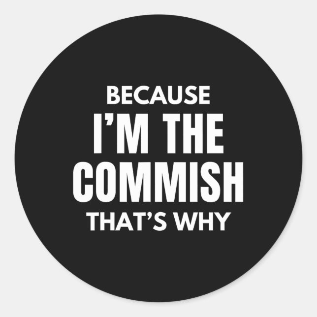 Pegatina Redonda Divertido Comisario De Fantasía De Fútbol Porque Y (Anverso)