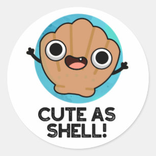 Pegatina Redonda Divertido Como Funny Seashell Pun