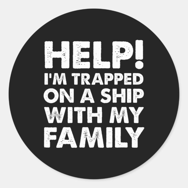 Pegatina Redonda Divertido crucero familiar con camiseta coincident (Anverso)