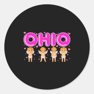Pegatina Redonda Divertido Cud Ohio Partido del Medio Oeste O-h-i-o
