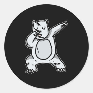 Pegatina Redonda Divertido Dabbing Polar Oso Dab Dance White Bear R