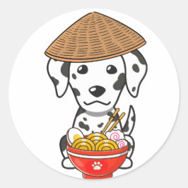 Pegatina Redonda Divertido dalmatiano come fideos