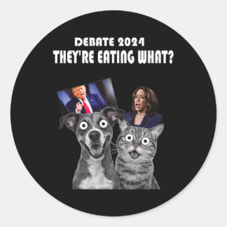 Pegatina Redonda Divertido debate Elecciones 2024 Mascotas perro ga