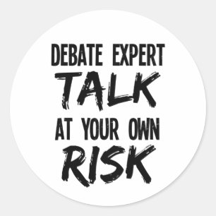 Pegatina Redonda Divertido debate experto en el debate luego de hab