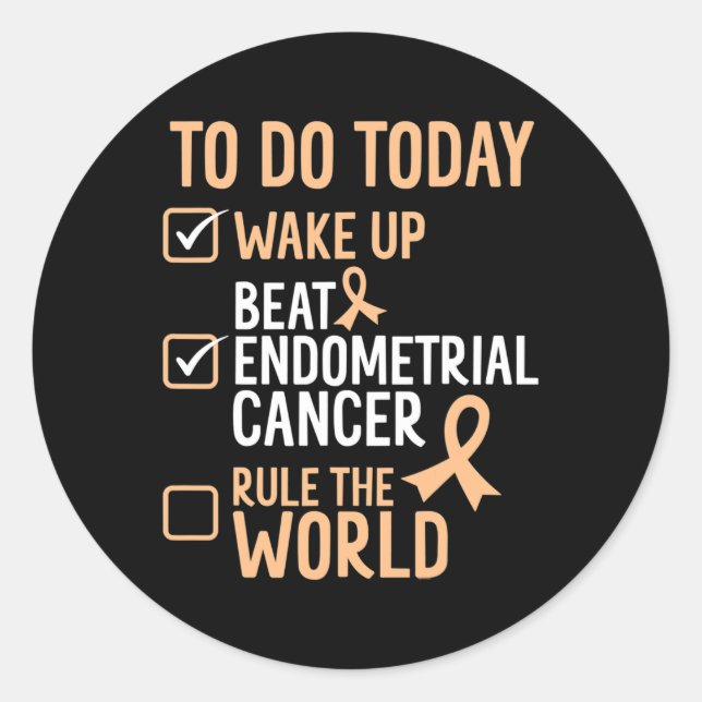 Pegatina Redonda Divertido derrota a la regla del cáncer endometria (Anverso)