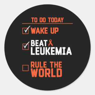 Pegatina Redonda Divertido despertar vencer a la leucemia gobernar 