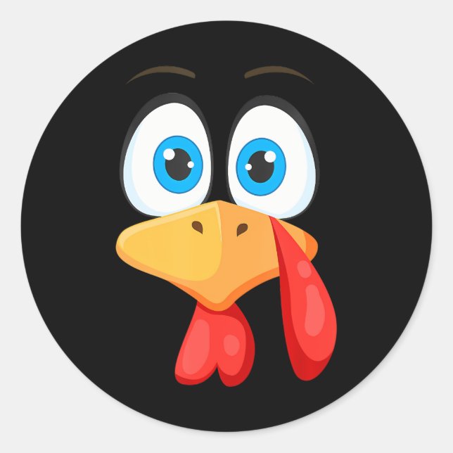 Pegatina Redonda Divertido día de Acción de Gracias a Turquía (Anverso)