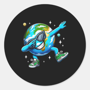 Pegatina Redonda Divertido Día de la Tierra - Niños Dabbing