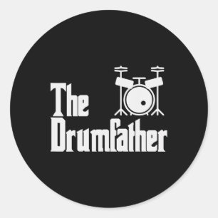 Pegatina Redonda Divertido Día de los Padres El Músico Drummer-padr