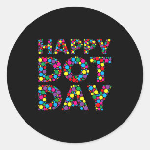 Pegatina Redonda Divertido día feliz Polka Dot Estudiantes de Arte 