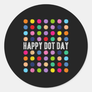 Pegatina Redonda Divertido día feliz Polka Dot Estudiantes de Arte 