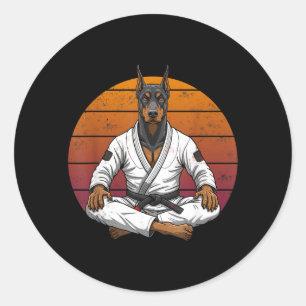Pegatina Redonda Divertido Doberman Vintage nscher Jiu Jitsu Brasil