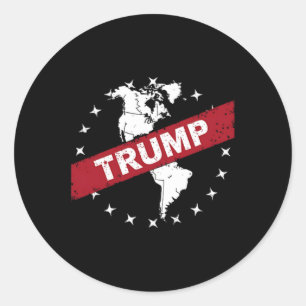 Pegatina Redonda Divertido Donald Trump Bandera estadounidense Cana