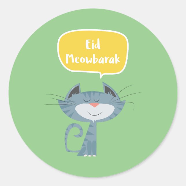 Pegatina Redonda Divertido Eid Mubarak (Anverso)