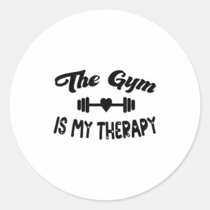 Pegatina Redonda Divertido El Gimnasio Es Mi Terapia Motivacional F