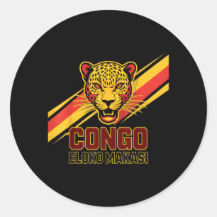 Pegatina Redonda Divertido Eloko Makasi Leopardo Dr Congo Chicos Va