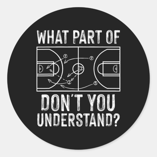 Pegatina Redonda Divertido entrenador de básquetbol diseño hombres  (Anverso)