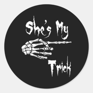 Pegatina Redonda Divertido es mi truco Skeleton Halloween Easy Coup