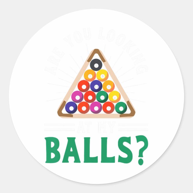 Pegatina Redonda Divertido eslogan de billar sarcástico mirando a M (Anverso)