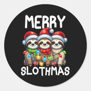 Pegatina Redonda Divertido eslogan Santa Hat Navidades a juego